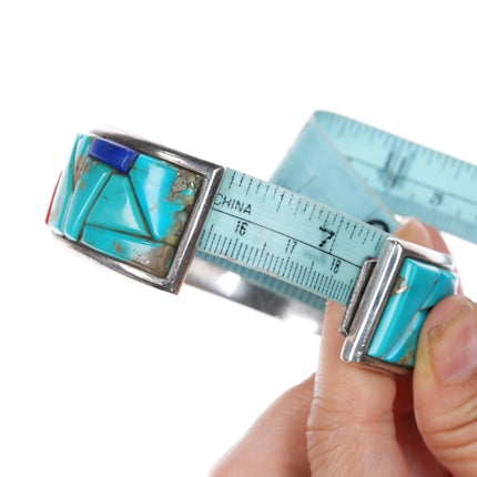 7.25" Rey M Southwestern Sterling silver Cobblestone turquoise cuff bracelet - Estate Fresh Austin