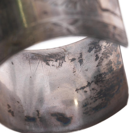 6.25" c1890 Antique Victorian sterling silver medallion engraved cuff bracelet - Estate Fresh Austin