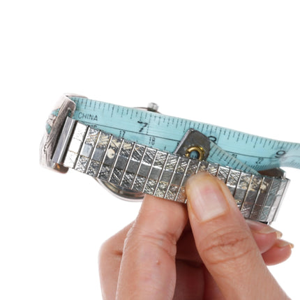 7.5" c1970 Bulova Whale Automatic watch Navajo sterling chip inlay tips BB - Estate Fresh Austin