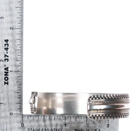 6.1" Southwestern sterling silver fancy cuff bracelet with nice turquoise - Estate Fresh Austin