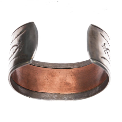 6.8" Navajo sterling silver high grade turquoise copper lined cuff bracelet - Estate Fresh Austin