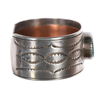 6.8" Navajo sterling silver high grade turquoise copper lined cuff bracelet - Estate Fresh Austin