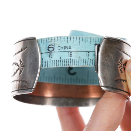 6.8" Navajo sterling silver high grade turquoise copper lined cuff bracelet - Estate Fresh Austin