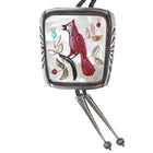 c1970 Large Tom Cowboy Zuni sterling cardinal redbird inlay bolo tie - Estate Fresh Austin