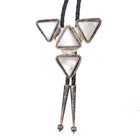 c1970's Navajo sterling silver pink mother of pearl triangles bolo tie - Estate Fresh Austin