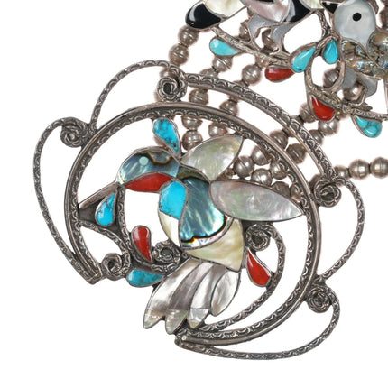 Porfilio Sheyka (1938-1982) Zuni Birds squash blossom necklace sterling silver - Estate Fresh Austin