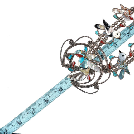 Porfilio Sheyka (1938-1982) Zuni Birds squash blossom necklace sterling silver - Estate Fresh Austin