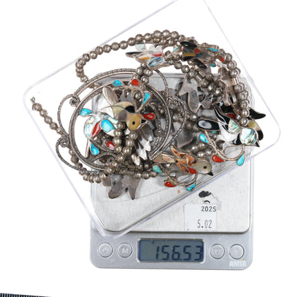 Porfilio Sheyka (1938-1982) Zuni Birds squash blossom necklace sterling silver - Estate Fresh Austin