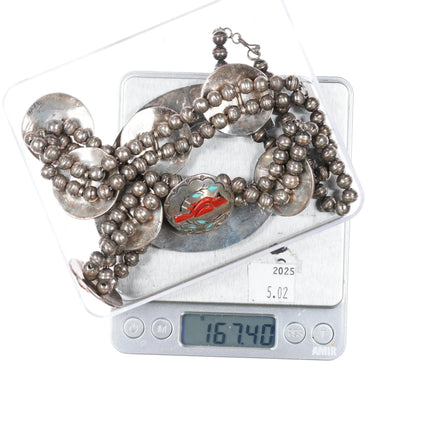 Harry Spencer Navajo sterling silver cardinal squash blossom necklace Redbirds - Estate Fresh Austin