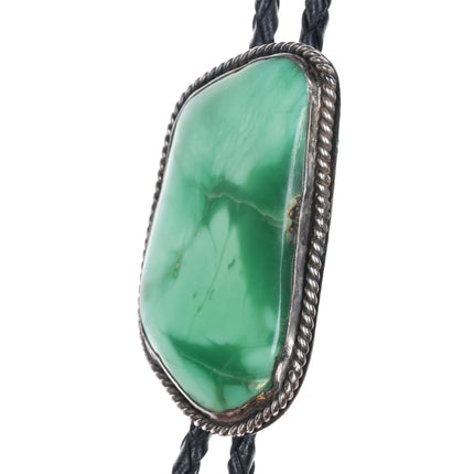 c1970 Navajo Large Broken Arrow Variscite bolo tie sterling silver Marg V - Estate Fresh Austin
