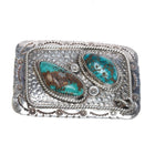 Vintage Navajo sterling silver 2 stone turquoise belt buckle - Estate Fresh Austin