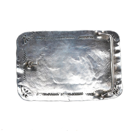 Vintage Navajo sterling silver 2 stone turquoise belt buckle - Estate Fresh Austin