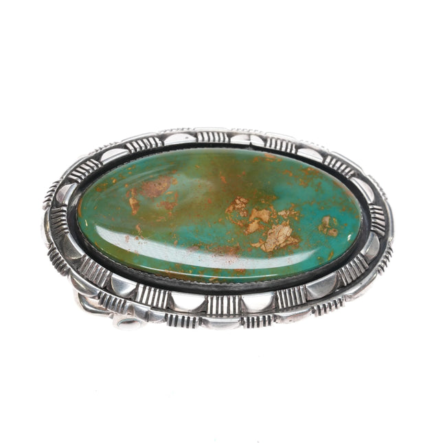 Pauline Claw Navajo Kings Manassa Turquoise Sterling silver belt buckle - Estate Fresh Austin