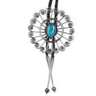 Large Vintage Puebloan sterling silver wire bolo tie with turquoise cabochon - Estate Fresh Austin