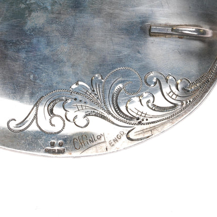 Clinton Finley Hand Engraved Big sterling silver belt buckle Wilford Chee Navajo - Estate Fresh Austin