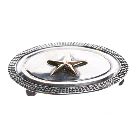 James Reid Santa Fe 18k gold Texas Lone Star on sterling belt buckle - Estate Fresh Austin
