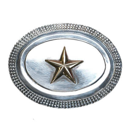 James Reid Santa Fe 18k gold Texas Lone Star on sterling belt buckle - Estate Fresh Austin
