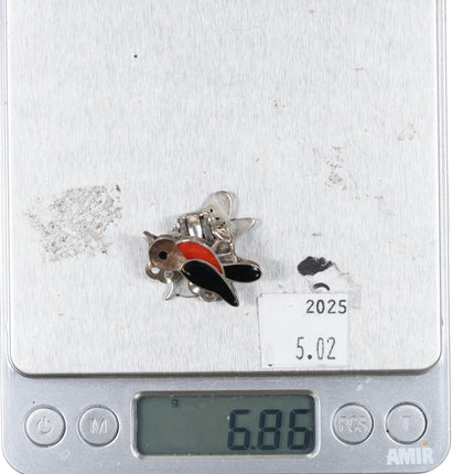 Vintage Zuni Sterling silver channel inlay bird clip-on earrings - Estate Fresh Austin