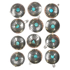 12 Vintage Navajo Southwestern sterling silver button cover set w/turquoise - Estate Fresh Austin