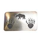 Robert Lomadapki Hopi Overlay belt buckle Bear paw design sterling silver - Estate Fresh Austin