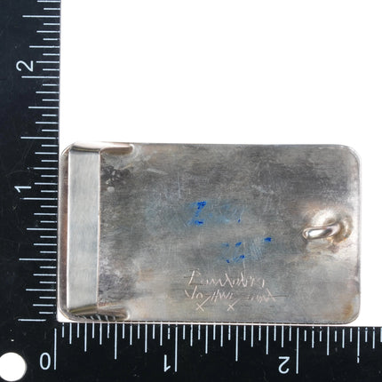 Robert Lomadapki Hopi Overlay belt buckle Bear paw design sterling silver - Estate Fresh Austin