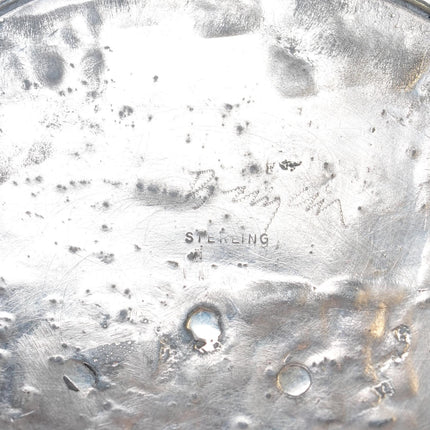 Modernist sterling silver round belt buckle w/center pyritized cabochon - Estate Fresh Austin