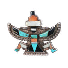 1940's Zuni multi-stone inlay knifewing pin sterling silver turquoise - Estate Fresh Austin