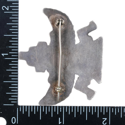 1940's Zuni multi-stone inlay knifewing pin sterling silver turquoise - Estate Fresh Austin