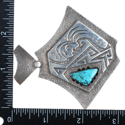 Richard Tsosie Navajo Overlay pendant with turquoise sterling silver - Estate Fresh Austin