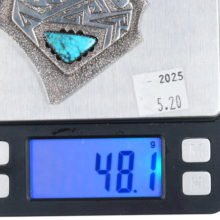 Richard Tsosie Navajo Overlay pendant with turquoise sterling silver - Estate Fresh Austin