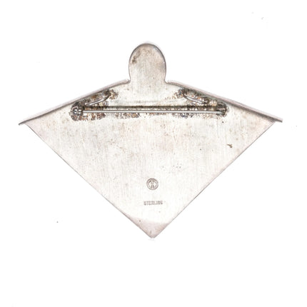 Fabulous Art Deco Enamel/Opal inlay sterling silver pendant/pin - Estate Fresh Austin