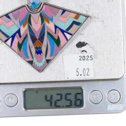Fabulous Art Deco Enamel/Opal inlay sterling silver pendant/pin - Estate Fresh Austin
