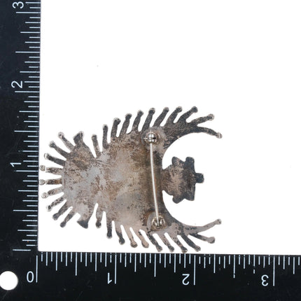 Vintage Zuni inlaid sterling needlepoint turquoise Delfine Tsadiasie - Estate Fresh Austin