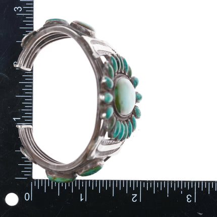 6.3" 30's-40's Navajo Royston Turquoise sterling silver cluster cuff bracelet - Estate Fresh Austin