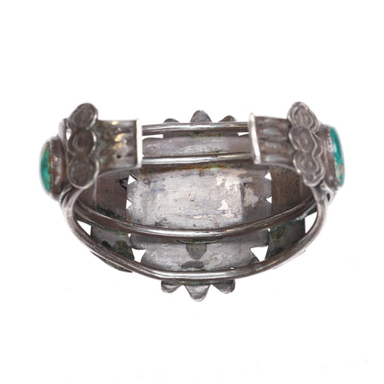 6.3" 30's-40's Navajo Royston Turquoise sterling silver cluster cuff bracelet - Estate Fresh Austin