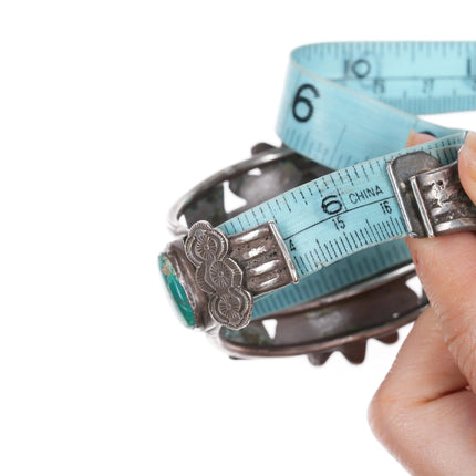 6.3" 30's-40's Navajo Royston Turquoise sterling silver cluster cuff bracelet - Estate Fresh Austin