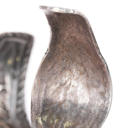 7" 20's-30's Butterfly stamped Navajo turquoise cuff bracelet sterling silver - Estate Fresh Austin