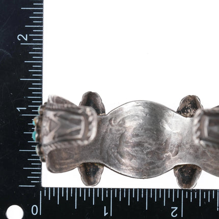 7" 20's-30's Butterfly stamped Navajo turquoise cuff bracelet sterling silver - Estate Fresh Austin