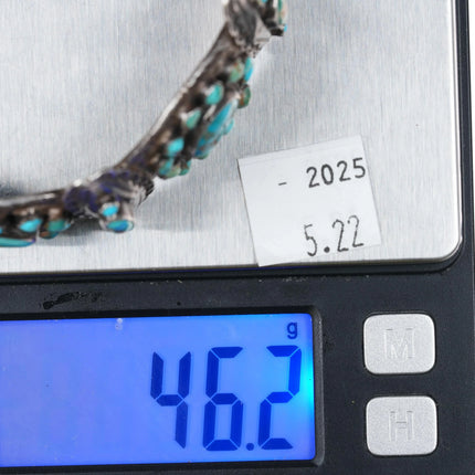 7" 20's-30's Butterfly stamped Navajo turquoise cuff bracelet sterling silver - Estate Fresh Austin