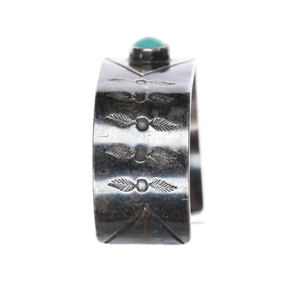 6" Vintage Native American sterling silver hand stamped turquoise cuff bracelet - Estate Fresh Austin
