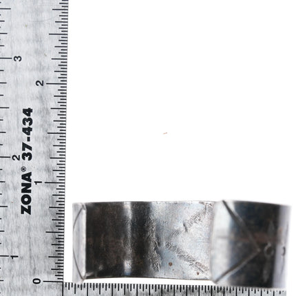 6" Vintage Native American sterling silver hand stamped turquoise cuff bracelet - Estate Fresh Austin