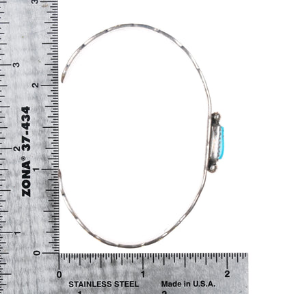 6.6" Vintage Navajo sterling silver Kingman turquoise hand stamped cuff bracelet - Estate Fresh Austin