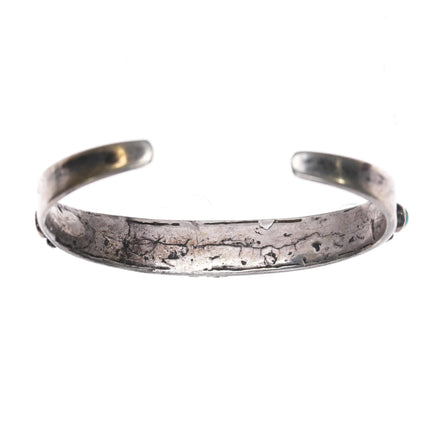 6" 1920's Navajo Ingot Silver multi-color turquoise row cuff bracelet sterling - Estate Fresh Austin