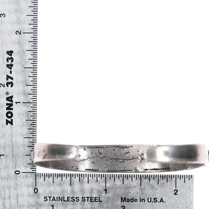 6" 1920's Navajo Ingot Silver multi-color turquoise row cuff bracelet sterling - Estate Fresh Austin