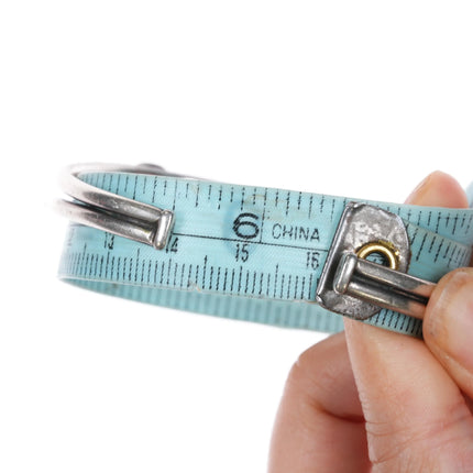 6.375" 20's-30's Navajo Ingot Silver 3 stone cuff bracelet w/nice twisted wire - Estate Fresh Austin