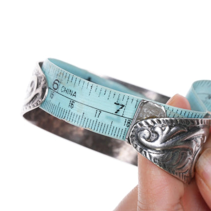 7" Southwestern style sterling silver scroll design cuff bracelet Thailand - Estate Fresh Austin