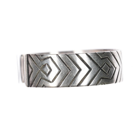 6.5" Vintage Navajo Hand Chiseled design sterling silver cuff bracelet - Estate Fresh Austin