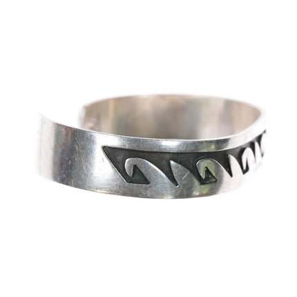 6.1" Vintage Native American sterling silver cuff bracelet w/overlay design - Estate Fresh Austin