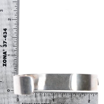 6.1" Vintage Native American sterling silver cuff bracelet w/overlay design - Estate Fresh Austin