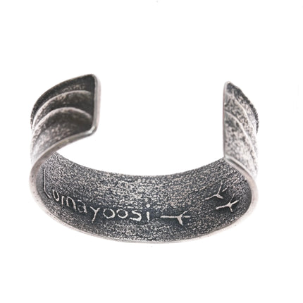 5.5" Lomayoosi Hopi Jonah Hill Tufa Cast sterling cuff bracelet silver - Estate Fresh Austin